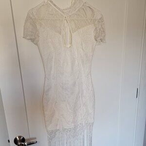 White lace and fringe dress